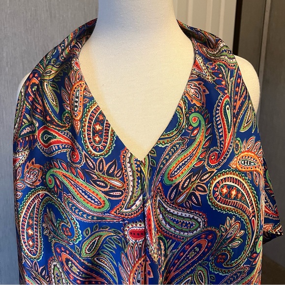 Lauren by Ralph Lauren Paisley Ruffled Sleeveless Blouse size 8 - Picture 7 of 10